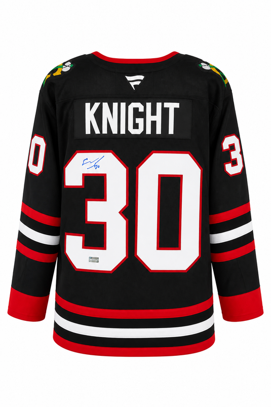 Spencer Knight Autographed Chicago Blackhawks Fanatics ALT Premium Jersey